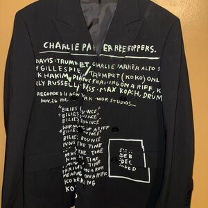 Jean-Michel Basquiat x H&M Avant Garde Mens Black Blazer With Graphic Text 40R